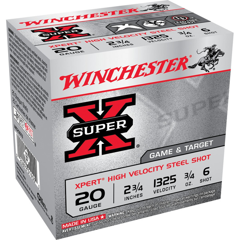 Winchester Xpert Steel 20 Ga 2 3/4" 3/4 Oz Case 250 Rd in Shot Size 6 Ammo Size